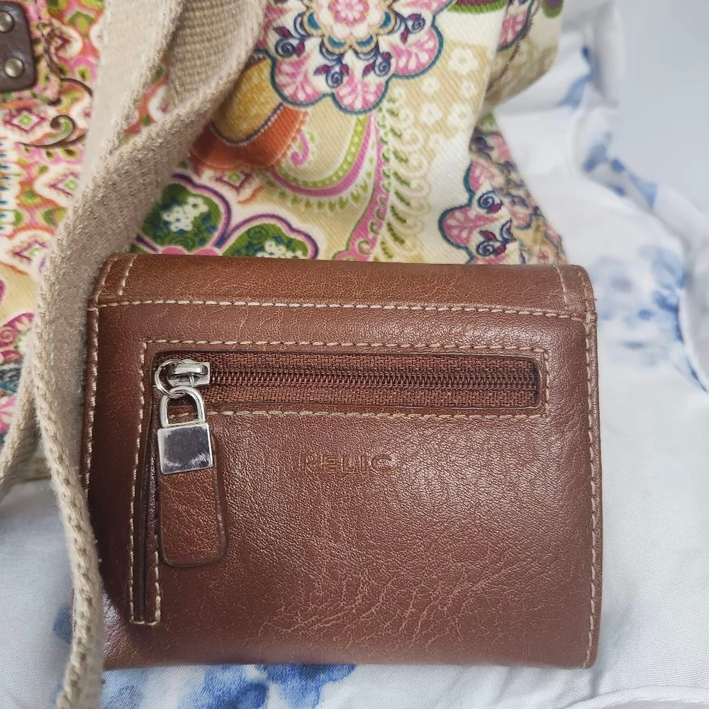Relic Multicolor Floral Bag Brown Wallet Set